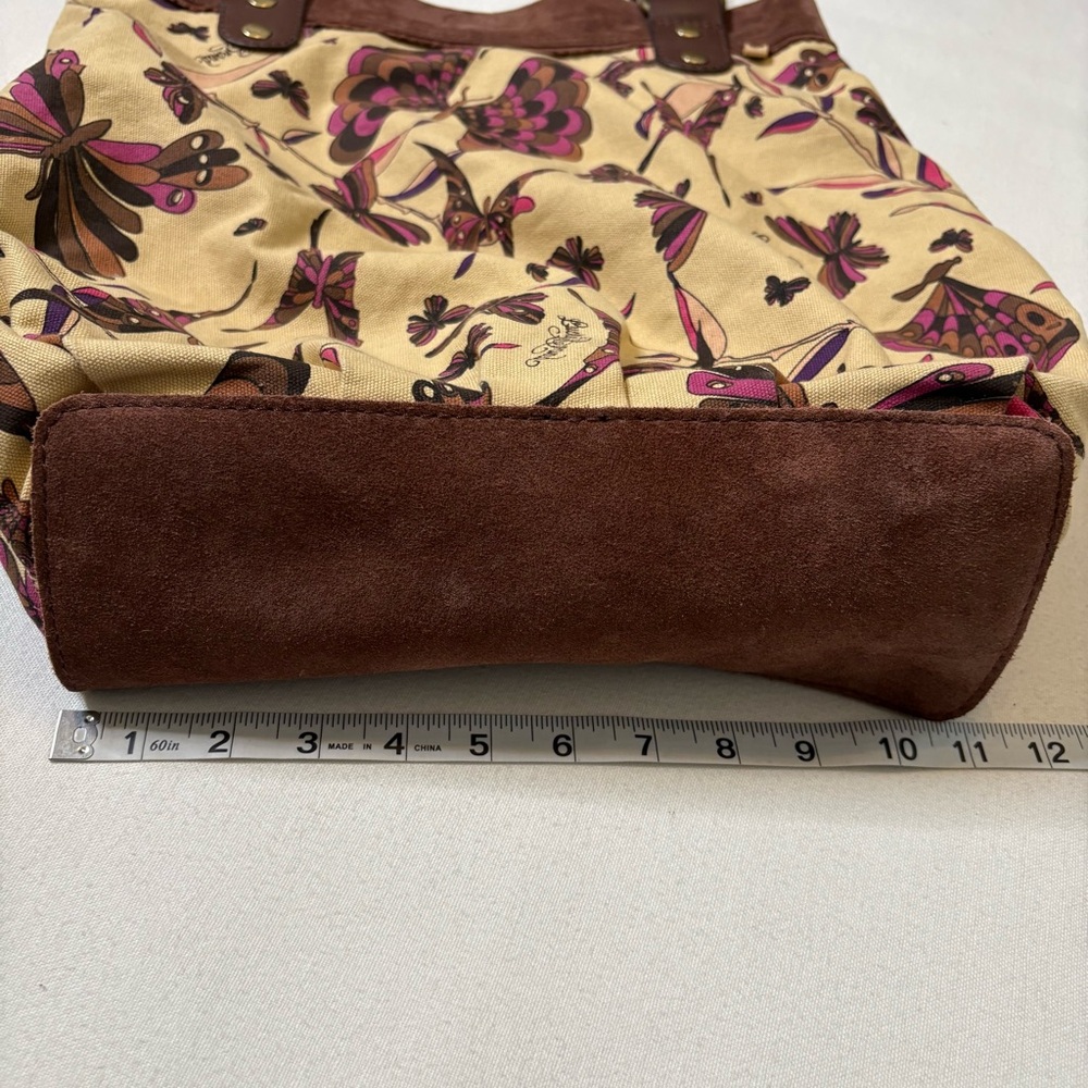 Lucky Brand Trippin Out Butterfly Multi Canvas Suede Tote Bag. - Picture 9 of 16